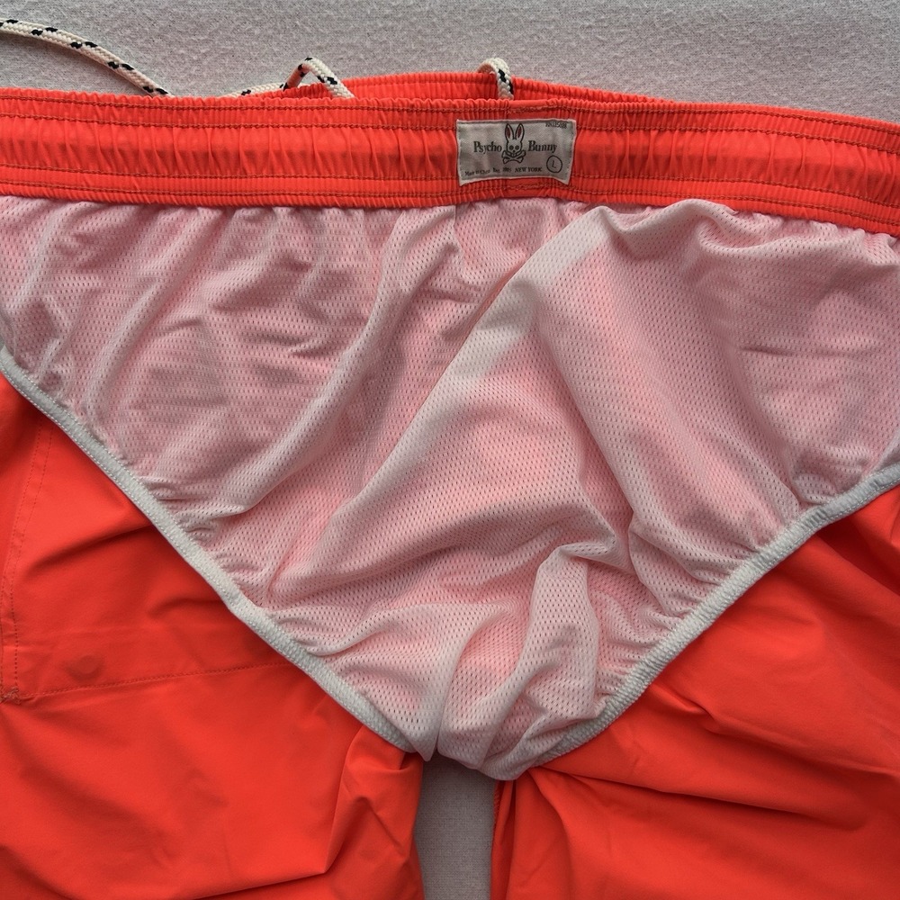 Psycho Bunny Rushup Electric Orange Neon Men's Water Swim Trunks Lined Large - Picture 9 of 12